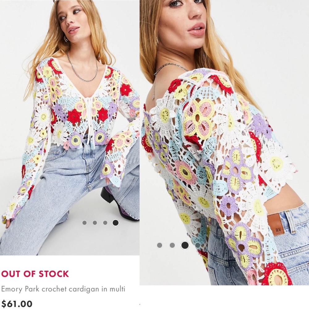Crochet tie-front cardigan